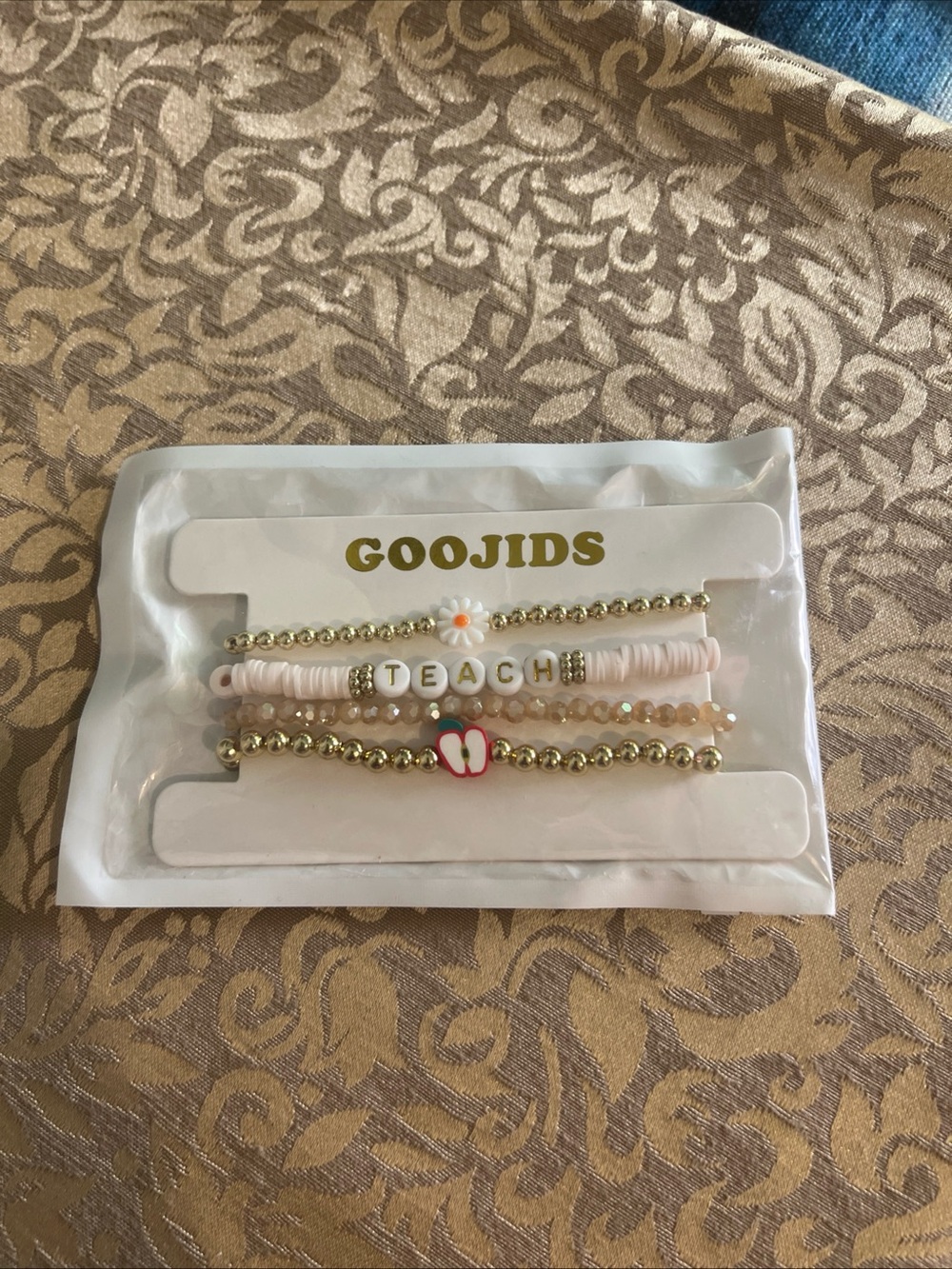 Goo Jids 4 Piece Stretch Bracelet Teach Teacher Apple School Theme